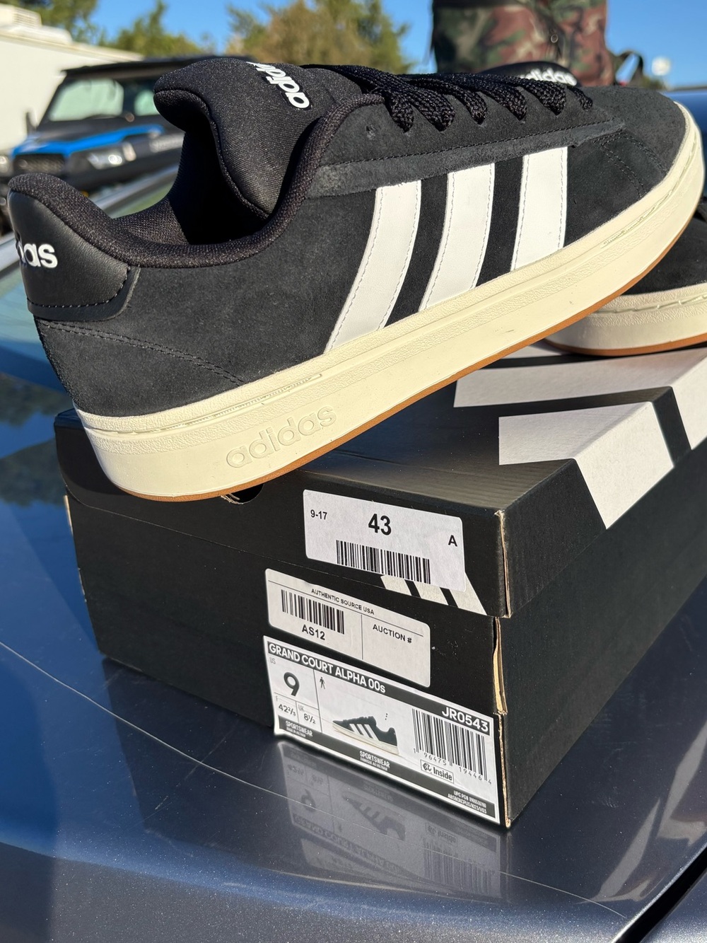 adidas Grand Court Alpha 00s Black  Sneakers with White Stripes Size 9M